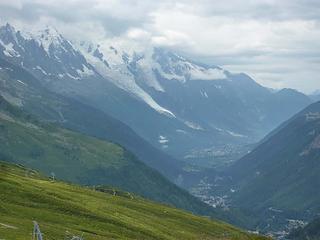 looking at the Chamonix valley from the Col de Balme