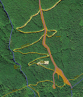 Map of middle Bessemer road with approximate extent of mud flow