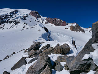View towards Camp Muir from Anvil Rock
