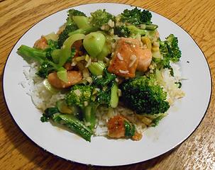 Salmon Stir-Fry with Broccoli and Bok Choy 032920