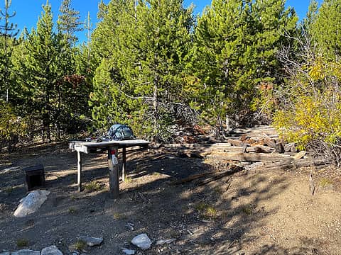 Old cabin site and trashy camp near Sherman/Snow Saddle