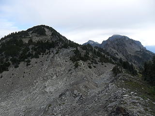 Pt 6206 from the first high point above the pass.  The rock in the basin was pretty fun to ascend.