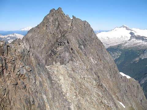 The view down the ridge from the false summit.
