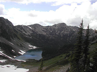 Looking back at Cedar Lake from upper way trail over to Graywolf Basin