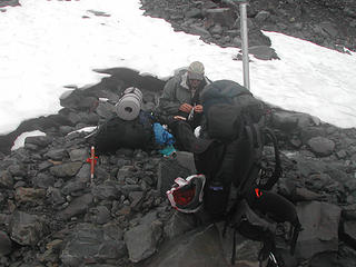 Rod having a snack before we tackled the moraine and ridge