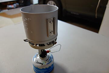 Sterno cup with MSR pocket rocket delux. Cup and burner 6.7 oz