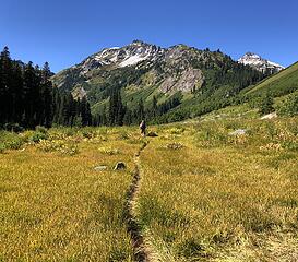 Approaching the confluence of the Napeequa and High Pass Creek, Boulder Pass to High Pass 9/1-9/6/20