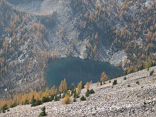Rampart lake with lots of larches