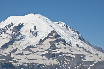 A shot of Little Tahoma Peak with the Emmons Glacier on the right and Disappointment Cleaver and Gibraltar Rock on the left.