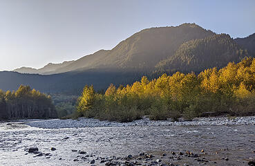 Finally we reach the Middle Fork river again at 5:45 pm, about an hour before sunset.