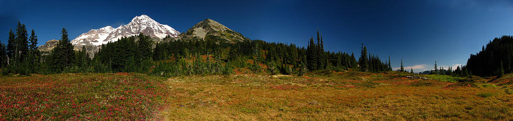 Autumn Meadow Colors with Mount Rainier and Pyramid Peak Looming Large