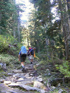 Heading up from Deer Lake with rough rocky trail a lot of the way