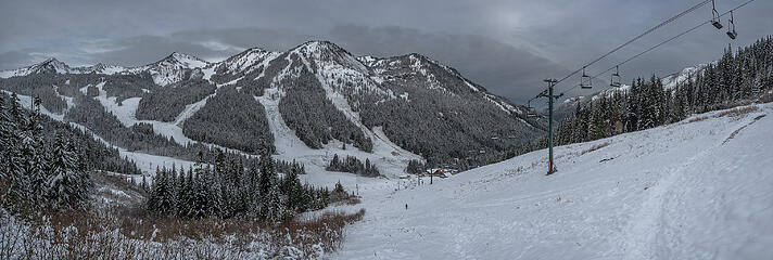 Early season snow at Crystal Mtn Ski area, weather approaching . . .
