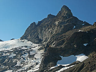 Crater Mountain and Jerry Glacier.  Note the lone larch in fall color