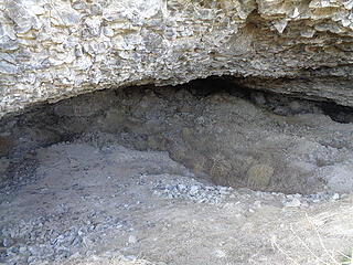 This rock shelter is enormous and is about 15' high inside and goes back 40.'