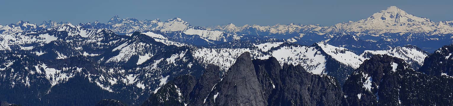 Panorama north towards the Monte Cristo group and Glacier Peak