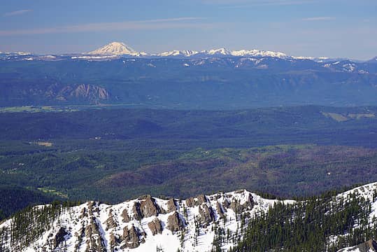 I-90 area in the foreground and Mt Adams in the distance (from Navaho Peak)