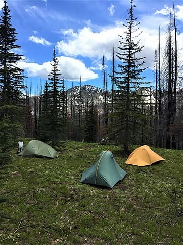 Our campsite just below Horsethief Basin and the summit t rail