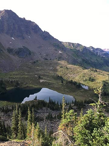 Looking down on lower Grace Lake from the bootpath to Big-C