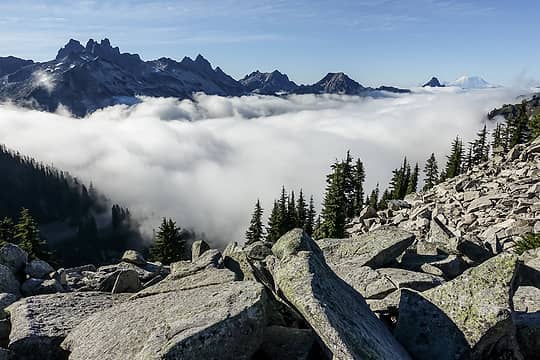 above the cloud deck in the middle fork valley