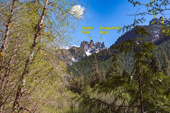 View of Copter and Snoqualmie Peaks from the Middle Fork valley