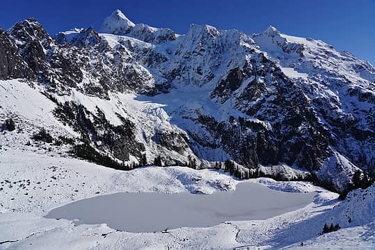 View of Lake and Mt Shuksan, with the Lower Curtis Glacier