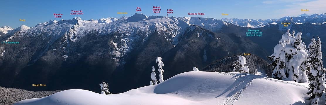 The Big Devil Crest (I once ran a traverse with Torok across the whole group, starting from Monogram Lake and ending at Newhalem)