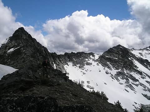 Ridgeline, gulley, and summit of Grindstone
