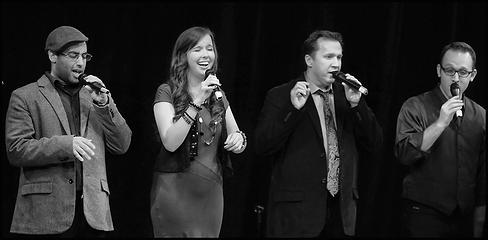 Groove for Thought: Peter, Amanda, Kelly and Jeff. This 7-person acapella group gave a homecoming concert in Seattle after their appearances on NBC's "Sing-Off" -- wow, what a performance!