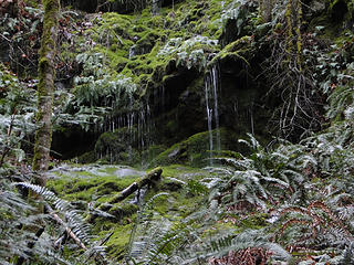 The waterfall lacking much water shortly up Chirico trail.