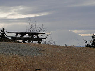 East Tiger summit picnic table and Rainier.