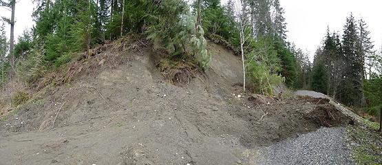 Fresh landslide onto the mailbox road/trail