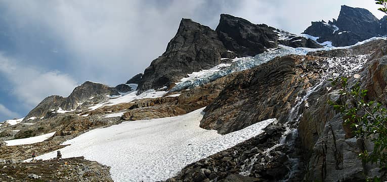 Traversing below the McMillan Glacier