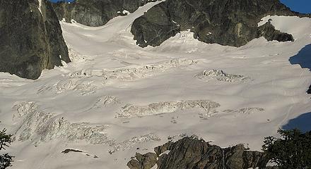 Our tracks on the glacier