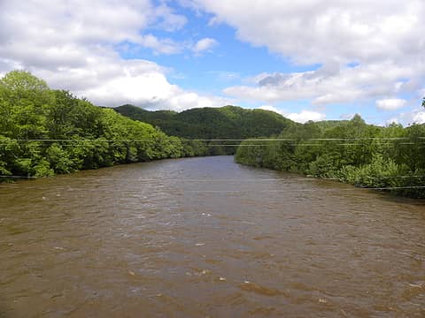 Cheat River north of Parsons, West Virginia after days of heavy rains