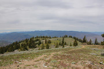 Overcast view looking NW from the NE summit.