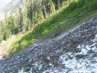Avanache debris on the trail