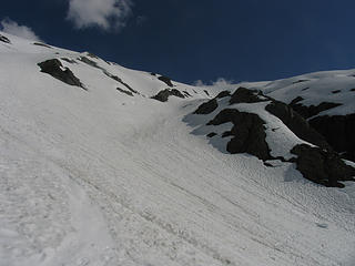 Looking back up at lower glissade area