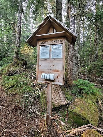 New trailhead sign as well? Only a few entries. Suspected first Americans in the register. Earliest entry was late-July 2020, presumed Canadians.
