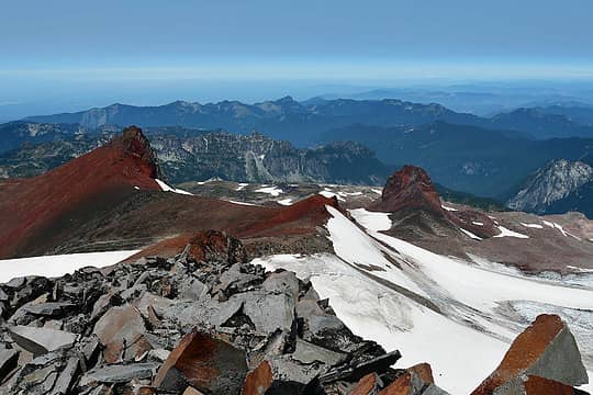 Looking back at Observation and Echo Rocks from Ptarmigan Ridge
