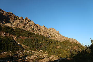 alpenglow on Bears Breast from camp (summit on the far right)