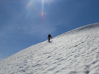Tom crossing on of the numerous ridges