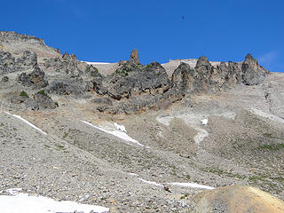 Views above Glacier Basin. People are on the tan knob in the lower right hand corner.