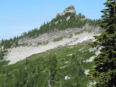 Boulder field below summit