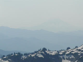 Very hazy Mt. Adams from below Panhandle Gap.