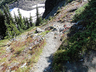 Views of trail down other side of Knapsack Pass.