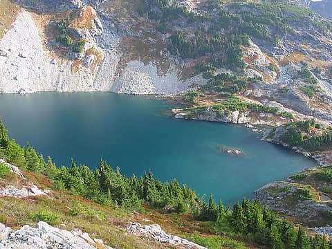 Chikamin Lake from ascent to Chikamin Peak