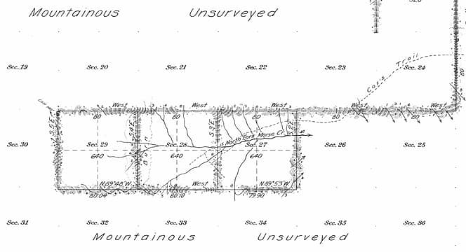 upper Cox's Trail from 1907 Lands Office cadastral survey