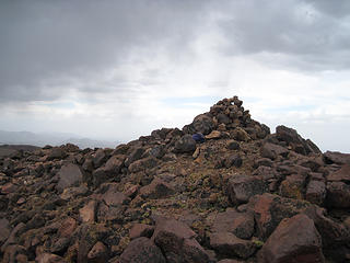 Summit cairn on el Cerro Wayle 3296 meters (10,813':)