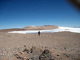 Summit plateau and small frozen lake
